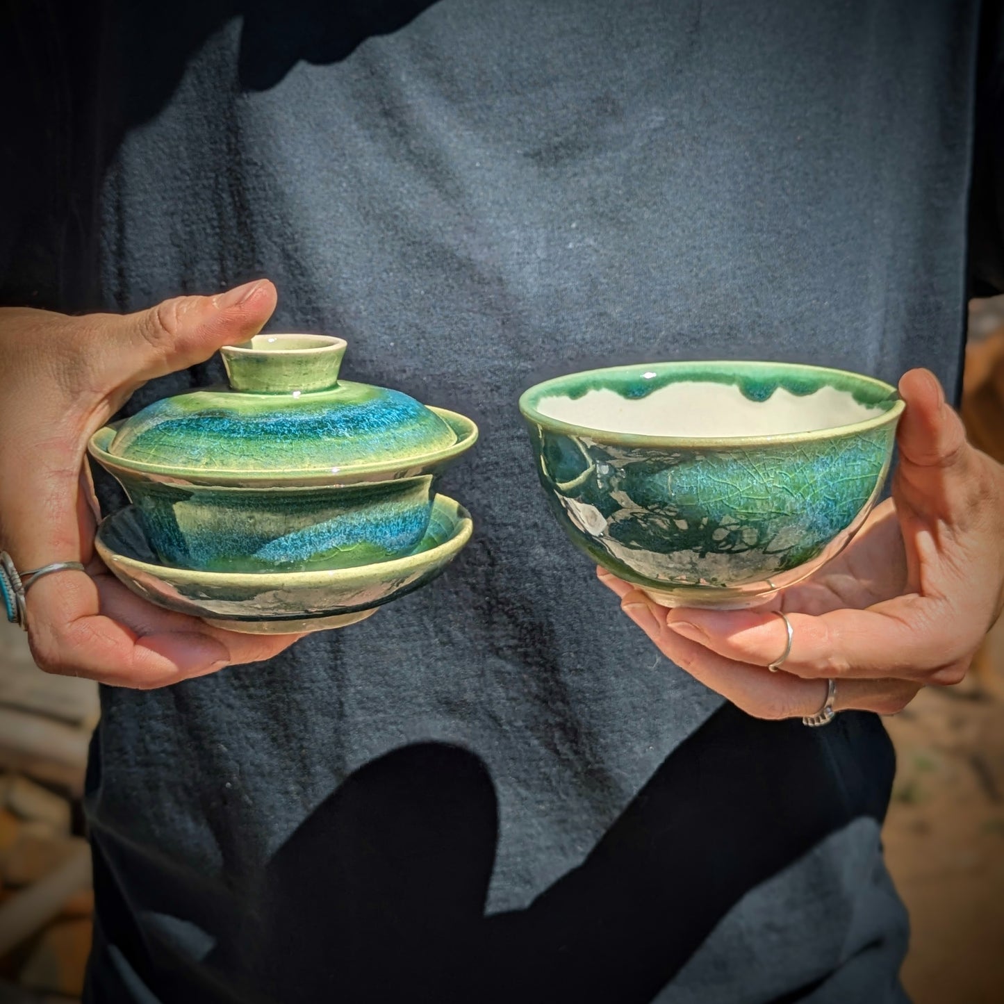 Celadon Waves - 110ml Gaiwan and Teacup Set